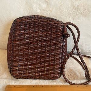 Elegant Brown Woven Crossbody Bag